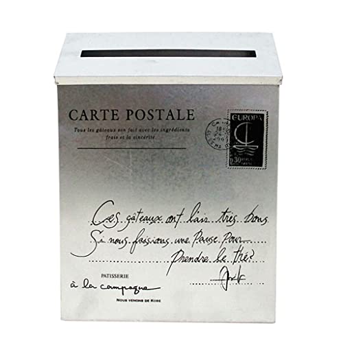 Buzón grande de metal galvanizado americano vintage | Buzón de pared con cerradura | para decoración del hogar rural | 23 x 6 x 30 cm - Gris