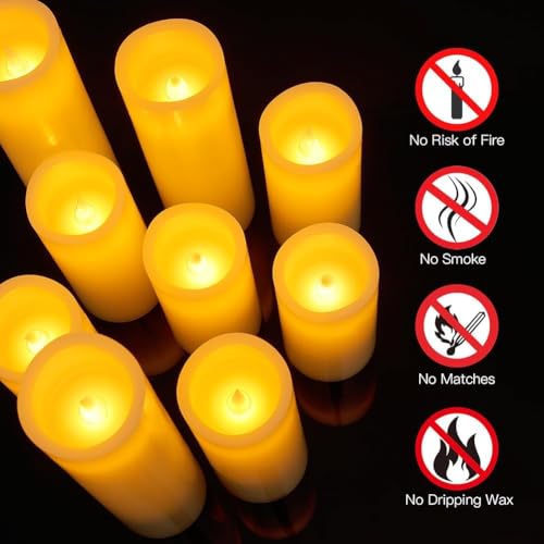 Image of Halloween Flameless Candles Battery Operated LED Candles with Timer and Remote, Pack of 9 Real Wax Pillar Candles Flickering Candle for Home & Holiday Romantic Decor