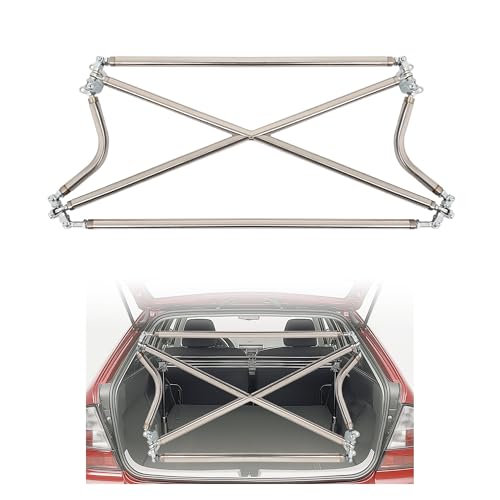 KUAFU Rear Strut Cross Bar Compatible with 1992-2000 Honda Civic EK9 Silvery Stainless Steel Rear Tower Brace Racing Cross Bars