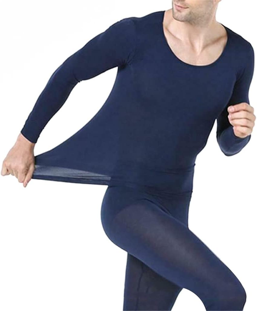Men Seamless Elastic Thermals Inner Wear Solid Color Warm Slim Underwear for Winter