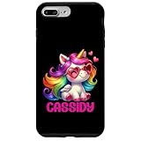 Cassidy 名前入り カラフル ユニコーン レディース ガールズ スマホケース iPhone 7 Plus/8 Plus 用