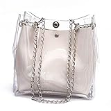  TOOGOO SODIAL (R) Frauen Kleine Eimer Taschen Kunststoff Transparent Totes Verbundkette Tasche Weibliche Mini Gelee Handtaschen Weiss