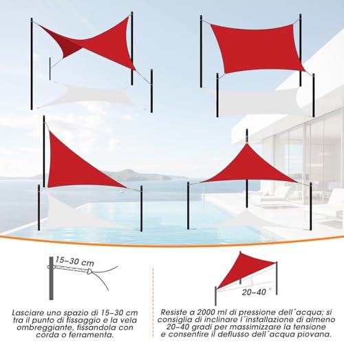 Voile d'ombrage rectangulaire 3x4m en polyester violet pour terrasse - 5