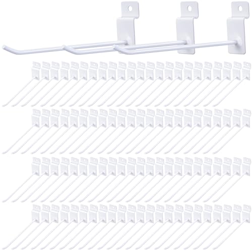 Moxweyeni 100 Pack Slatwall Hooks for Retail Garage Metal,5.9 Inch,White by Moxweyeni - Used condition - US$38.94