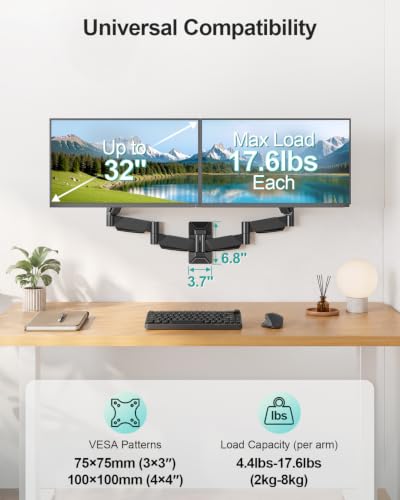 Image of MOUNT PRO Long Arm Dual Monitor Wall Mount for Max 32 inch Screens, Max 17.6lbs
