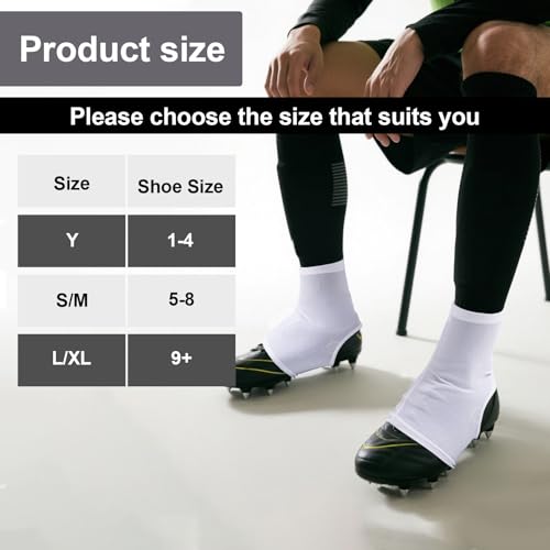 Spats Football Cleat Covers,Youth Cleat Covers Football,Bike Cleat Covers,Football Cleat Covers Keeps Dirt/Turf Debri Out,Cleat Sleeves for Football Soccer Lacrosse Youths Adults (White, Medium)