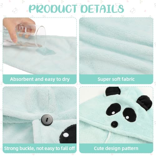 AUYAO Haarturban Handtuch Haare Turban Mädchen Mikrofaser Turban Handtücher Schnelltrocknend Handtuch Handtücher Kinder Mädchen Haarturban Verdreht mit Knopf Lange Lockiges Nasses Alle Haartypen (D)