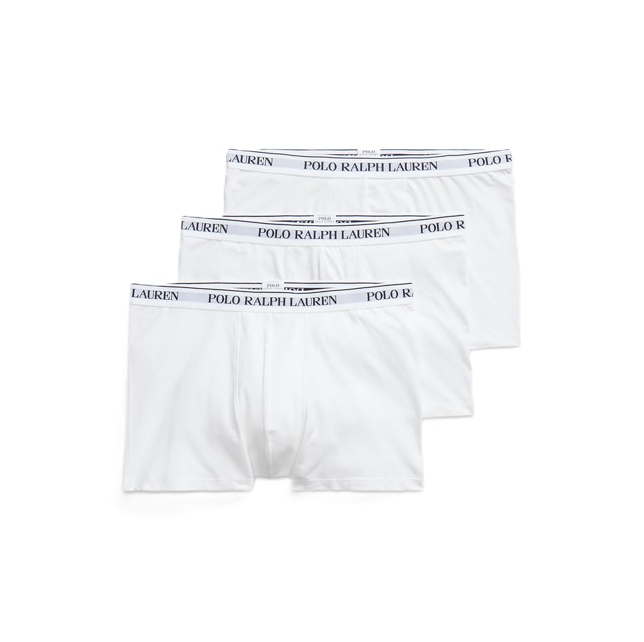 POLO RALPH LAUREN Three Classic Trunks blancs : lot de 3 caleçons en coton pur pour homme