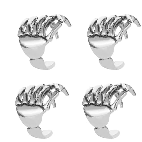 Image of Dreuyet 4 Pairs Skeleton Hand Ear Cuffs for Women Personalized Punk Skull Ear Cuffs Clip Earrings Gothic Finger Hand Cuff Earrings Halloween Costume Party Exaggeration Accessories