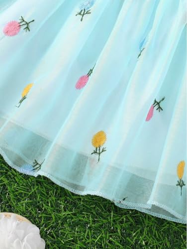 Image of Buy & Try Beautiful Embroidered Flower Dress for Baby Girls, Georgette Fabric, Puff Sleeve, Printed Outfit, Perfect Birthday Dress
