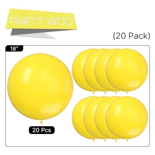 Image of PartyWoo Yellow Balloons 20pcs 18 Inch Yellow Latex Helium Balloons for Birthday Baby Shower Graduation Sunflower Anniversary Engagement Bee Hawaiian Beach Lemon Theme Party Decorations Yellow-Y55