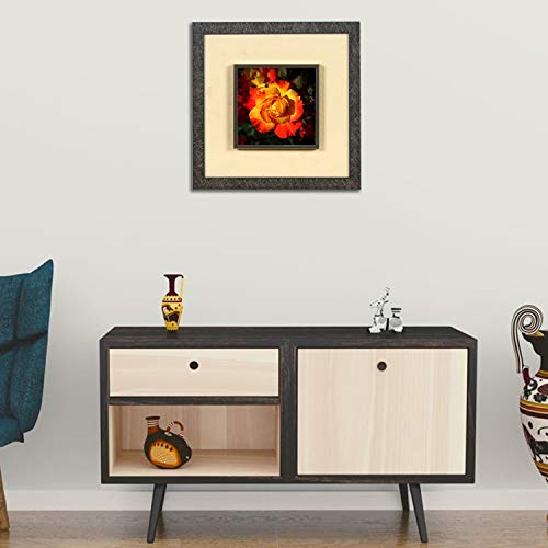 Image of Wens 'Yellow Rose Flower Embossed' Wall Art Painting (Synthetic Wood, 33 cm x 33 cm x 4 cm, WSP-12066)