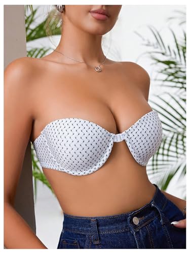 Image of RoseSeek Women's Strapless Underwire Push Up Front Closure Bra | Front Closure, Bandeau Bra, Tube Tops