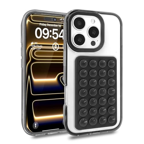 Altartar Funda para iPhone 16 Pro Max con ventosa extraíble, funda de silicona transparente, resistente a los golpes, funda de silicona fina, resistente a los arañazos, para iPhone 16 Pro Max 6.9