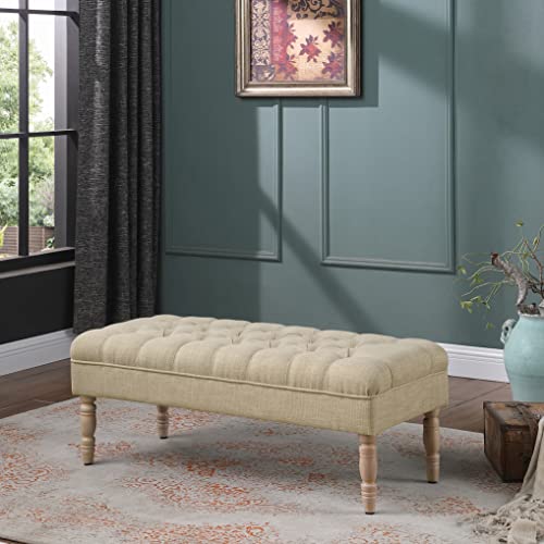 Homepop Tufted Decorative Bench, Cream Woven #TOP1