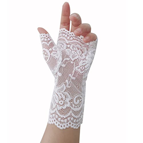 Monochef Women Short Lace Gloves Sunblock Fingerless Bridal Wrist Floral Gloves Opera Evening Party Wedding Tea Party Prom Cosplay 1920S Gloves For Ladies And Girls thumb #4