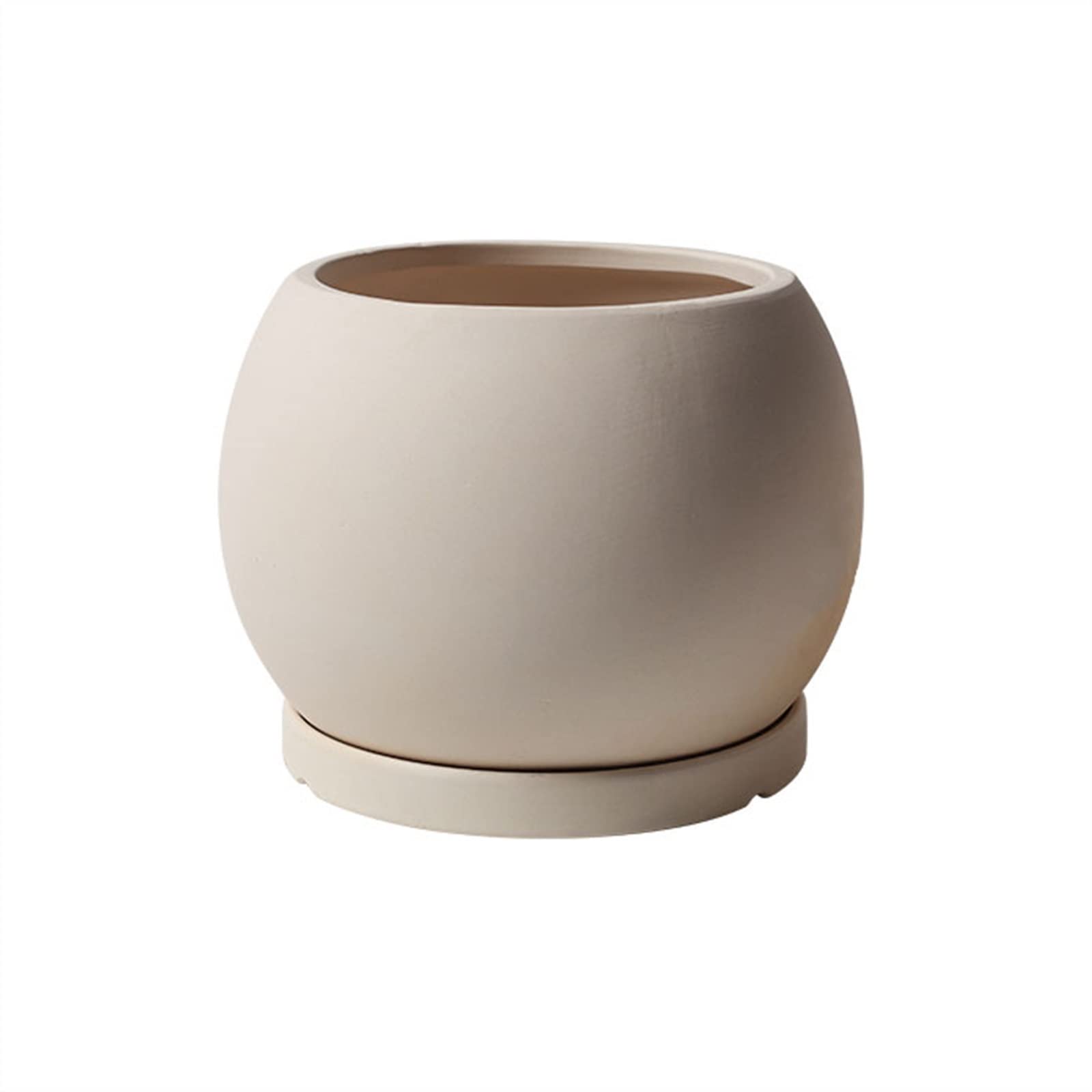 Doniczka do sadzenia, pojemnik na rośliny, prosta okrągła ceramiczna doniczka na kwiaty, doniczka na sukulenty, oddychająca, szorstka ceramika z tacką, oddychający otwór drenażowy, doniczka do