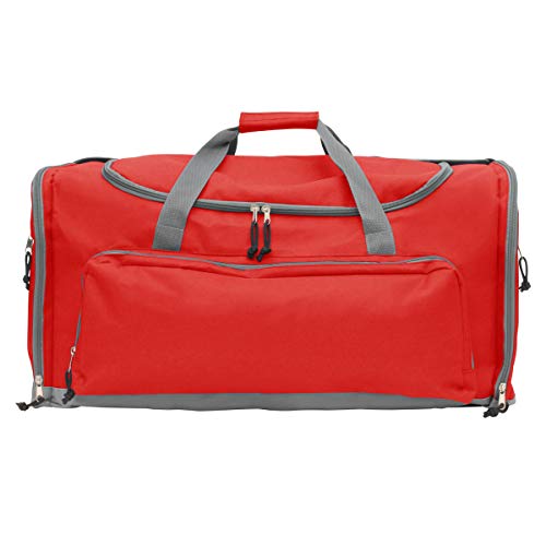Projects Carribean - Bolsa de deporte (poliéster 600D, uso universal, para gimnasio, fitness, fútbol, sauna, correa para el hombro), color rojo, tamaño 69 x 34 x 36 cm