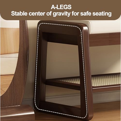 Banco de zapatos de madera maciza con acabados naturales para pasillos 6