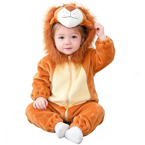 Capaneus Disfarce leão para crianças, macacão de leão fantasia com capuz, disfarces de animais para menino menina para carnaval e Halloween festas temáticas M