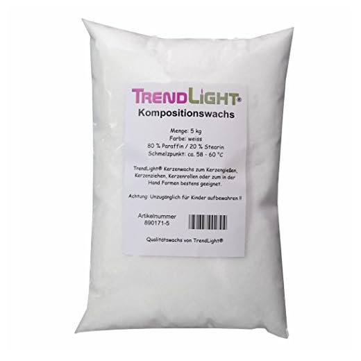 TrendLight 890171-5 - Cera per Composizione, 80% paraffina e 20% stearina, Mix di Cera da 5 kg