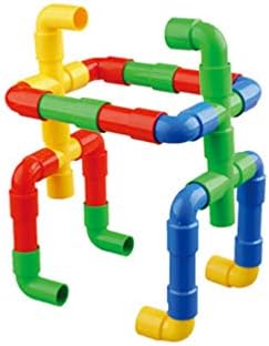 TOYANDONA Pipe Building Blocks, Plastic Pipe Construction Toys Bricks Pipe Toys Early Educational Toys for kid to be creative- Assorted Color
