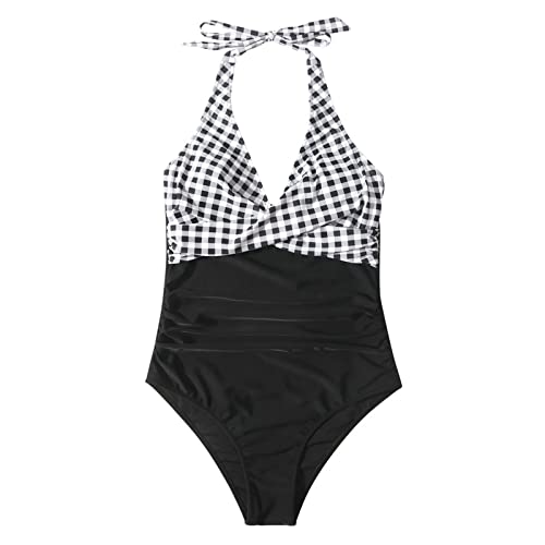 Image of SUUKSESS Women Sexy Tummy Control One Piece Swimsuits Halter Push Up Bathing Suits