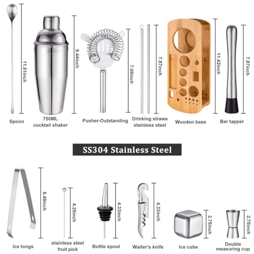 Set completo coctelera 23 piezas acero inoxidable miniatura 3