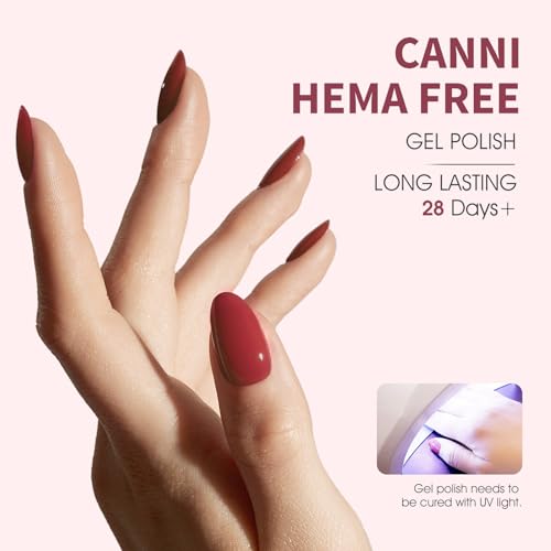 Image of CANNI Red Gel Nail Polish, 1Pcs Red Gel Polish Red Color Nail Polish Gel High Gloss Soak Off U V Gel Nail French Nail Manicure Salon DIY