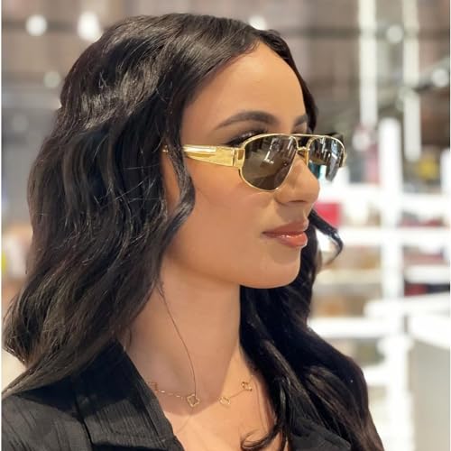 ADE WU Trendy Square Aviator Sunglasses for Women Men Vintage Gold Metal 03 Pilot Sun Glasses 57mm2