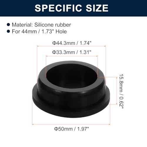 Image of uxcell 2 Pcs Black Plug Holes, Waterproof Rubber Button Plug for 44mm / 1.73 inch Hole