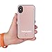 VANJUNN Selfie Light up Case for iPhone X Xs, LED Case with Rechargeable Back and Front Illuminated Luminous Lights for iPhone X/Xs (Rose Gold)