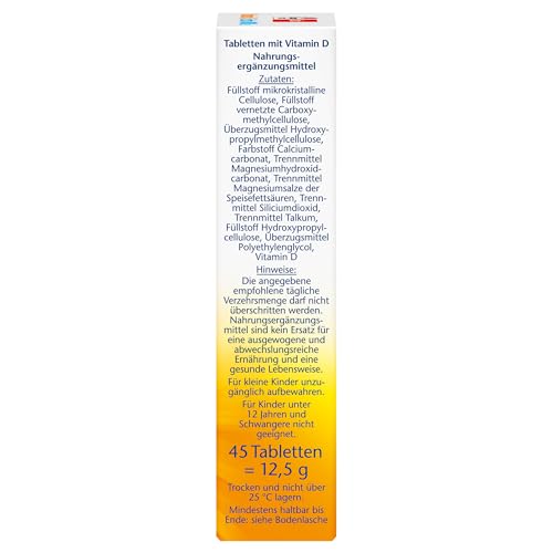 Doppelherz Vitamin D3 1000 - Vitamin D3 als Beitrag zur normalen Funktion des Immunsystems, der Knochen & Muskelfunktion - 45 Mini-Tabletten