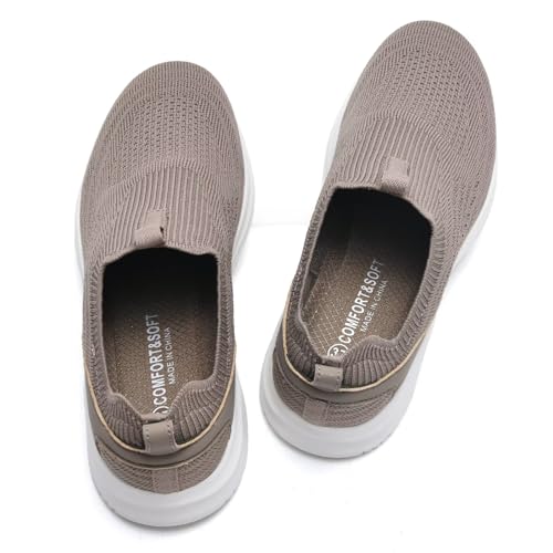 TIOSEBON Women's Walking Tennis Shoes Knit Comfortable Slip on Breathable Mesh Lightweight Sneaker3