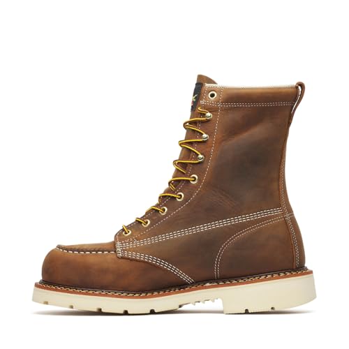 Image of Thorogood American Heritage 8 inch Steel Toe Work Boots for Men - Full-Grain Leather with Moc Toe, Slip-Resistant Heel Outsole, and Comfort Insole; EH Rated