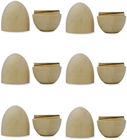 BestPysanky 6 Fillable Unfinished Wooden Eggs 2.75 Inches