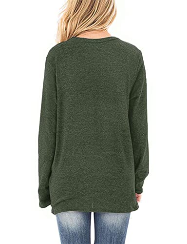 Image of SimpleFun Womens Tops Long Sleeve Shirts V Neck Loose Twist Knot Fall Tunic