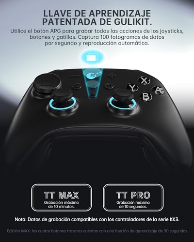 Image of GuliKit TT MAX Wireless Controller (Black)-720 TMR Joystick, 950mAh | For PC, Android, iOS, Switch 1 /2, Switch Wake-Up Function and 4 Detachable Metal Back Buttons