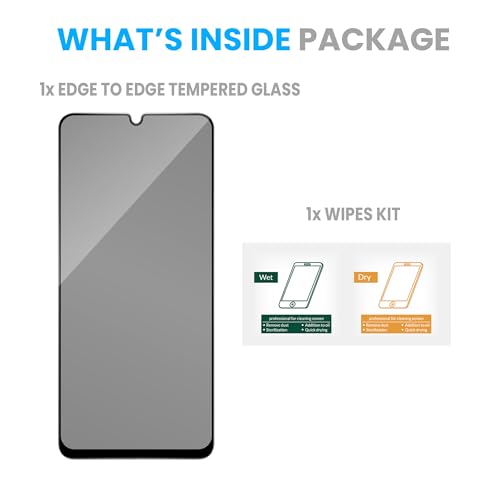 Image of ArmourPro Military Grade Privacy Tempered Glass Screen Protector for Redmi 13C (6.74 Inch) With Installation Kit | Edge to Edge Coverage | Black