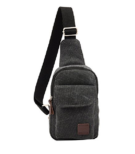 Kalevel New Outdoor Sports Bag Casual Canvas Backpack Crossbody Sling Bag Single Shoulder Bag Messenger Bag for Men (Black)