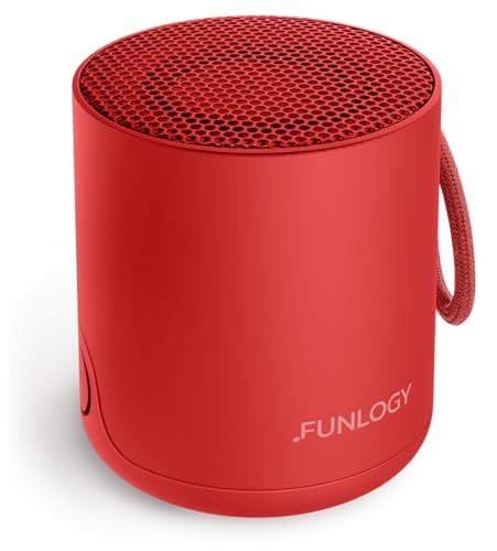Image of FUNLOGY Portable Mini2 Bluetooth Speaker, Wireless Portable Speaker with Deep Bass, IPX7 Waterproof, TWS Stereo Pairing, Built-in Mic, Small Speaker for Shower, Outdoor, Travel, Red