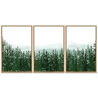 SIGNWIN 3 Piece Framed Canvas Wall Art Landscape with Trees Canvas Prints Home Artwork Decoration for Living Room,Bedroom - 16