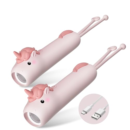 Image of Rechargeable Kid's Flashlight, LED Kid Flashlight for Boys and Girls, Pink Unicorn for 4-6 Year Old Girls and Boys, Camping and Outdoor Exploration, Birthday Gift (2 Unicorn)