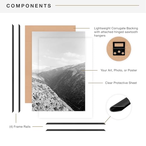 MCS Original Poster Frame 16x20 Black Lightweight Vertical & Horizontal Wall Hanging Large Picture Frame for Posters, Art Prints & Gallery Wall (2-Pack) by MCS - Image 5