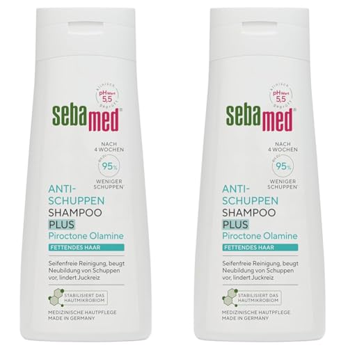 Sebamed Antischuppen Shampoo plus, bis zu 95% weniger Schuppen nach nur 4 Wochen, Shampoo für Damen und Herren, auch zur Bekämpfung von fettendem Haar und Juckreiz, für die tägliche Reinigung, 200 ml