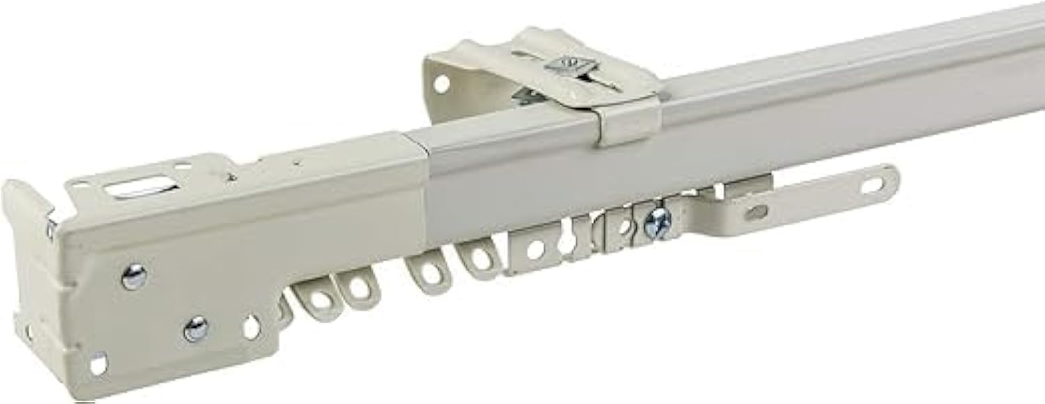 Dynamic Ultra White Corded Adjustable Single Heavy Duty Traverse Curtain Rail, American style curtain railing for bedroom, office purpose (4 Meter)