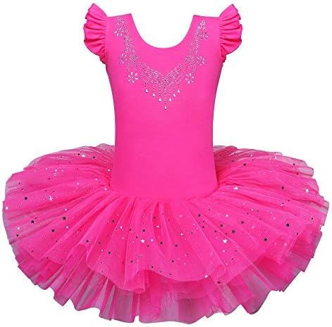 BAOHULU Ballet Leotards for Girls Full Skirted Dance Tutu Dress Party Costumes B184_HotPink_XXL