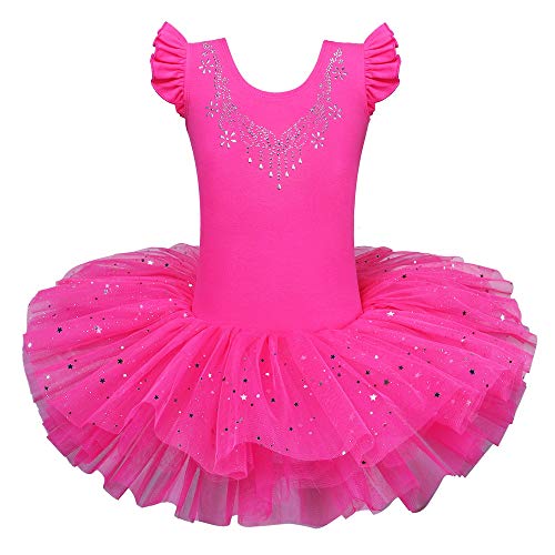 ZNYUNE Fille Tutu Ballet Danse Robe Classique 184 Rose Vif XL pour 5-6 Ans