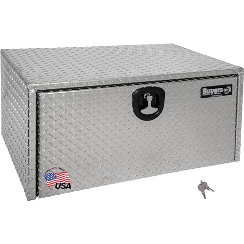 Image of Buyers Products 1705119 Diamond Tread Aluminum Underbody Truck Tool Box, 18 x 24 x 36, Made in USA, .100 in. Thick, Corrosion-Resistant, Locking Compression Latch, Secure Storage for Work Trucks