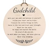 Godchild Wooden Hanging Plaque, Goddaughter Godson Baptism Keepsake from Godparents, Inspirational Religious Wooden Sign Gift, Godchild's First Communion Birthday Christening Plaque Decor